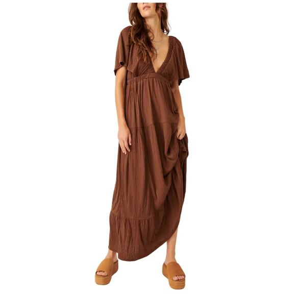 Free People La La Tiered Flutter Sleeve Maxi Dress Size XS - Picture 12 of 12